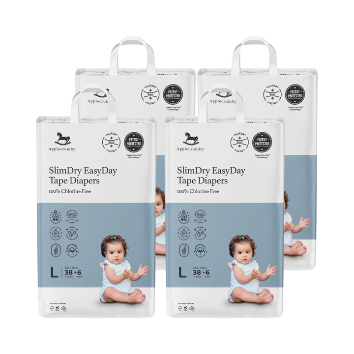 Applecrumby® Slimdry Easyday Tape Diapers (4 Mega Packs / 1 Carton)