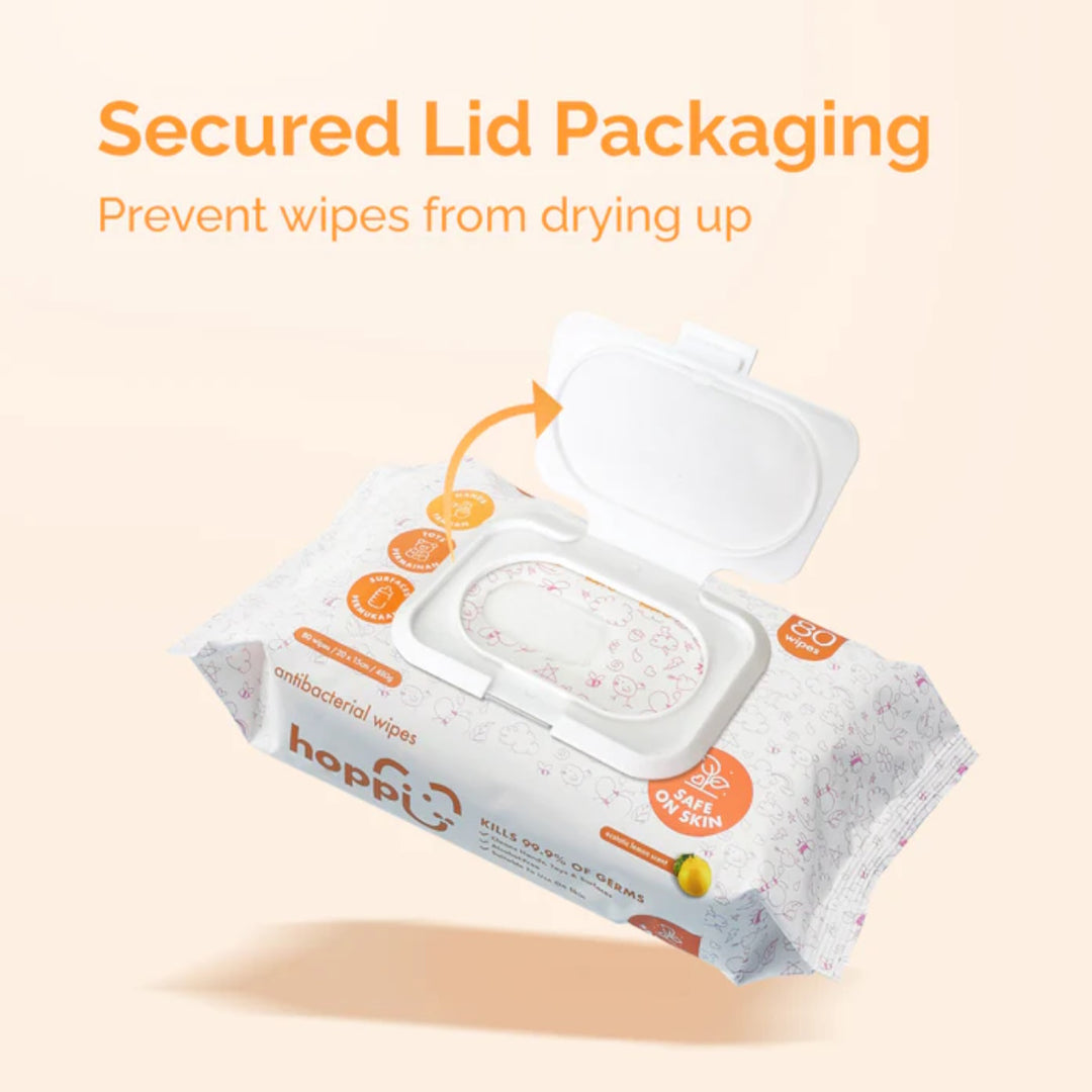 Hoppi Antibacterial Wipes (80 Wipes x 3 Packs)