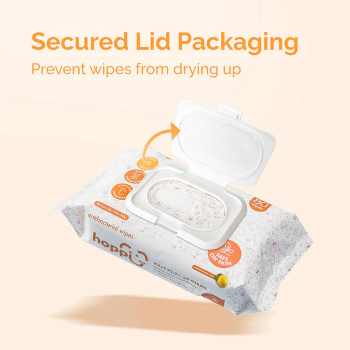 Hoppi Antibacterial Wipes (80 Wipes x 3 Packs)