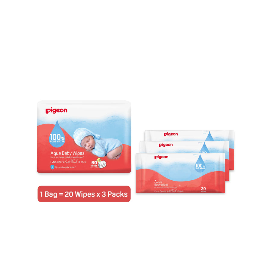 Pigeon Aqua Baby Wipes 20S X 3