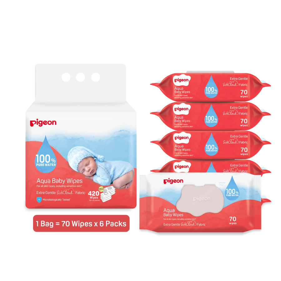Pigeon Aqua Baby Wipes 70S X 6