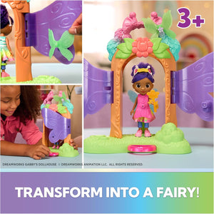 Pulling the lever to transform Gabby into a fairy