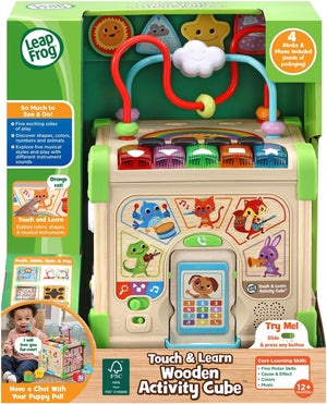LeapFrog Touch & Learn Wooden Activity Cube retail pack, 12+ months, FSC certified