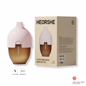 HEORSHE Ultra Wide Neck Baby Bottle 5 oz pink with retail packaging