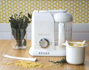 BEABA pasta and rice cooker basket in use
