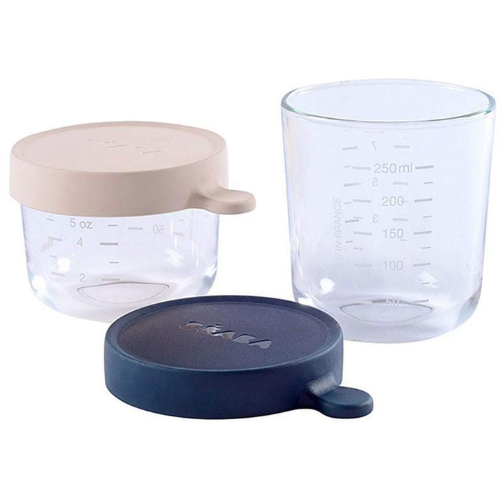 Beaba Superior Glass Jar 2 Pack 150ml/250ml - Pink/Dark Blue