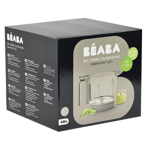 BEABA Babycook Neo glass bowl packaging, angled