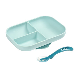 BEABA silicone suction divided plate blue, second angle