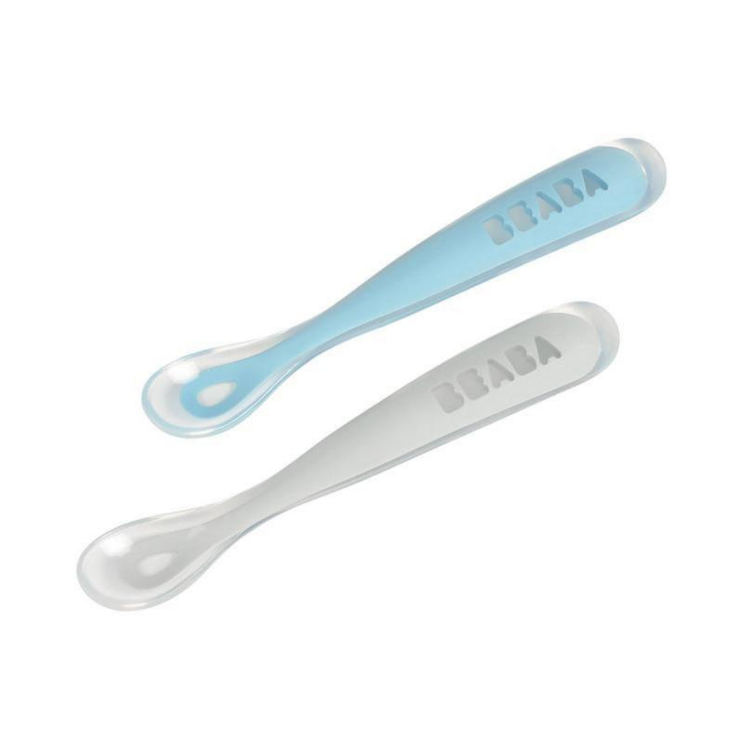 Beaba 1st Stage Silicone Spoon Travel Twin Set with Case