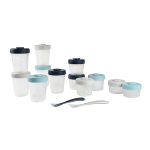 BEABA First Meal Pack in Storm - 12 clip portion pots and 2 silicone spoons
