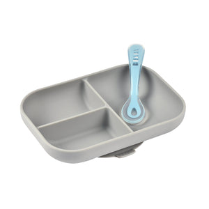 BEABA silicone suction divided plate grey, second angle