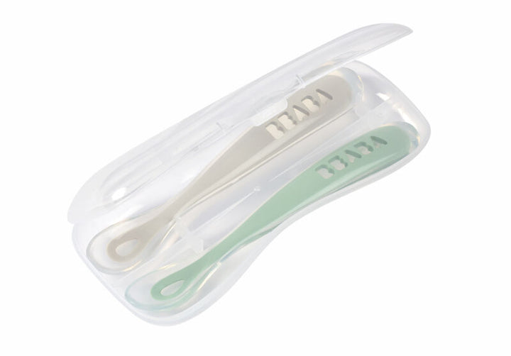 Beaba 1st Stage Silicone Spoon Travel Twin Set with Case