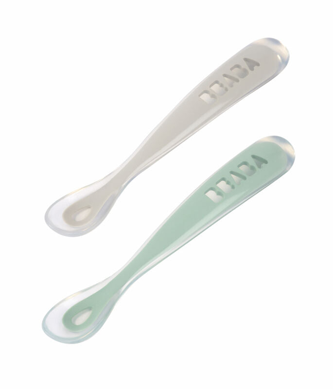 Beaba 1st Stage Silicone Spoon Travel Twin Set with Case