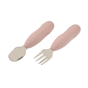 BEABA stainless steel pre-cutlery Cotton Candy, three-quarter view