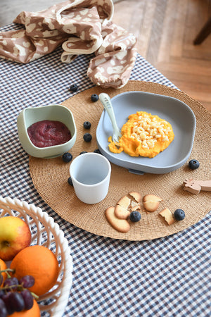 BEABA silicone suction meal set Cloud Blue lifestyle