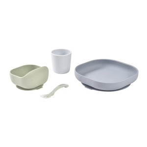 BEABA silicone suction meal set Cloud Blue, second angle