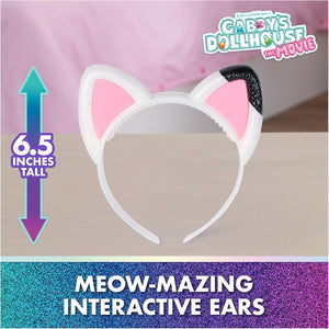 Interactive cat ears headband shown at 6.5 inches tall