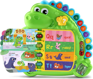 LeapFrog Dino's Delightful Day Book open at the zoo story pages