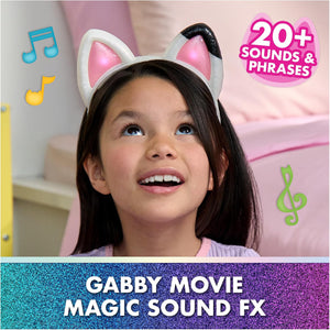 Child wearing the headband with over 20 sounds and phrases
