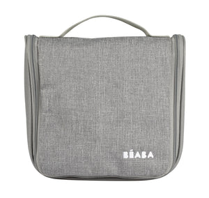 BEABA grey hanging toiletry bag, closed