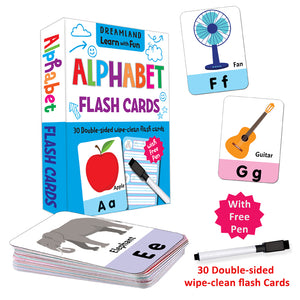 Alphabet Flash Cards showing the wipe-clean tracing side