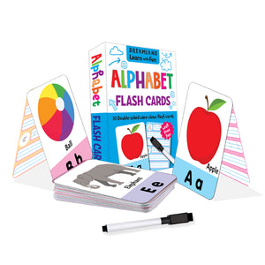 Dreamland Learn with Fun Alphabet Flash Cards box with sample cards and free pen