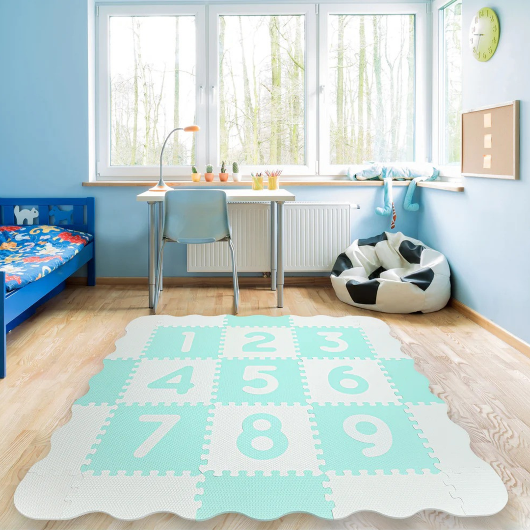 Sunny Tales 9 Piece 12" Anti Bacterial Puzzle Baby Mat - Numbers