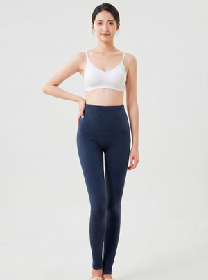 Bmama High Waist Maternity Legging in navy blue, worn front view