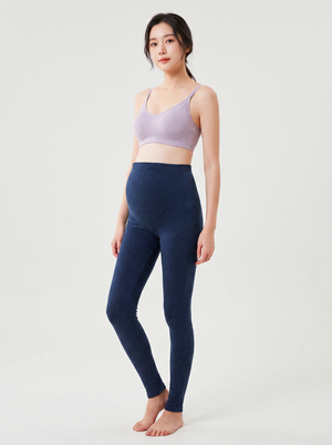 Bmama High Waist Maternity Legging in navy blue, three quarter view