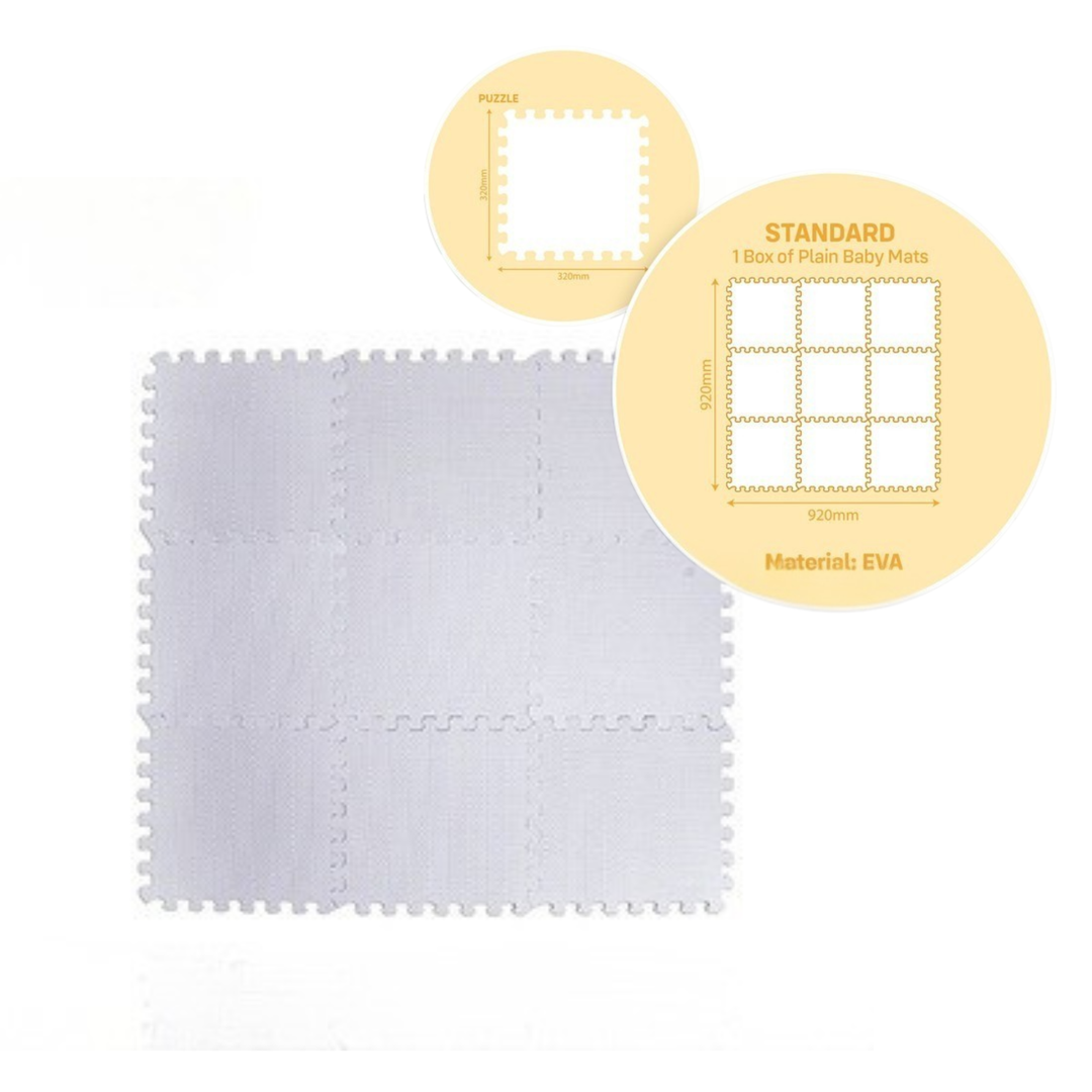 Sunny Tales 9 Pieces 12" Anti Bacterial Puzzle Baby Mat - Plain