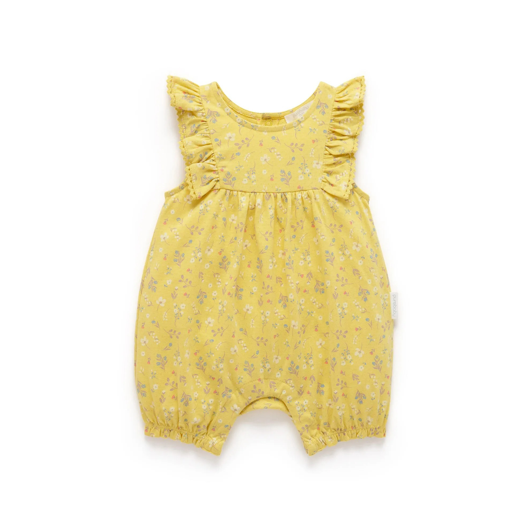 Purebaby Organic Ruffle Shortie Growsuit - Sunshine Floral