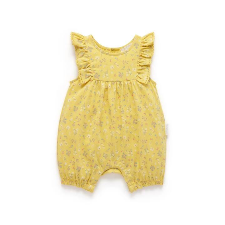 Purebaby Organic Ruffle Shortie Growsuit - Sunshine Floral
