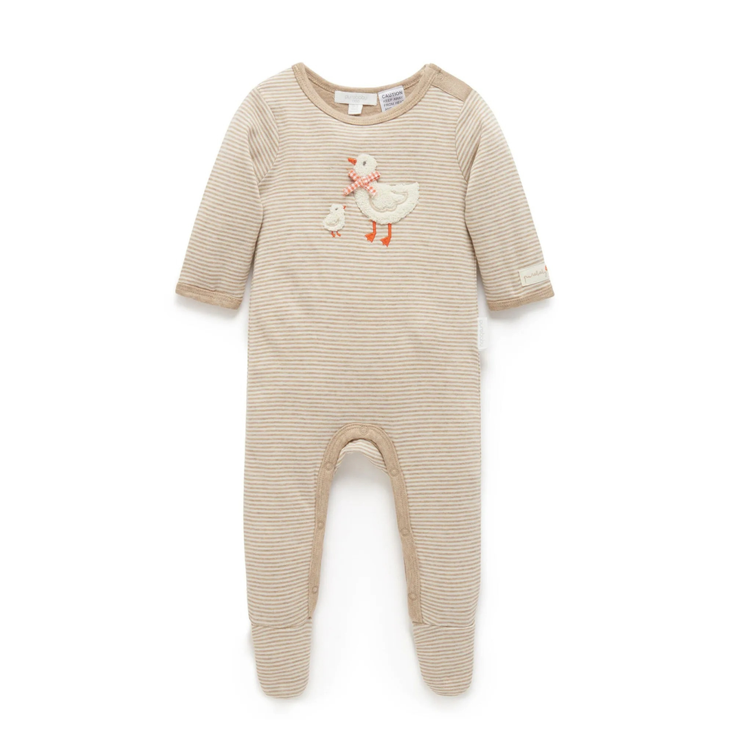 Purebaby Mini Stripe Biscuit Growsuit