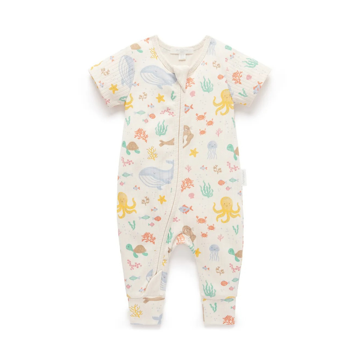 Purebaby Organic Rib Zip Growsuit