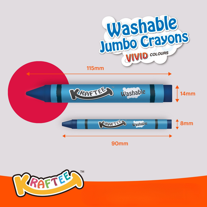 Kraftee Washable Jumbo Crayons 8ct