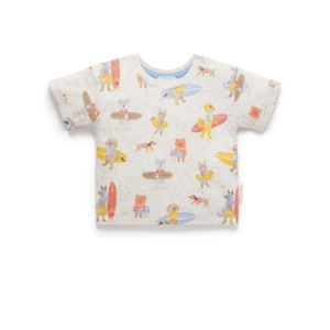Purebaby Organic Relaxed Print Tee - Surfing Dogs