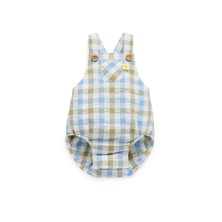 Purebaby Organic Overall - Seagrass Check