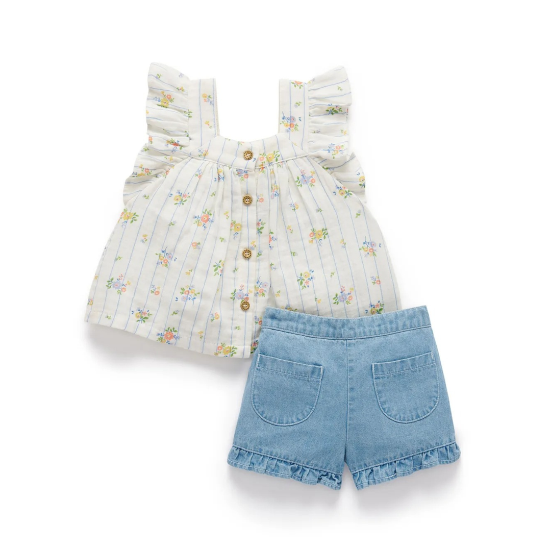 Purebaby 2Pc Organic Nautical Floral Set