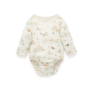 Purebaby Organic Bodysuit - Down River Ducky Print