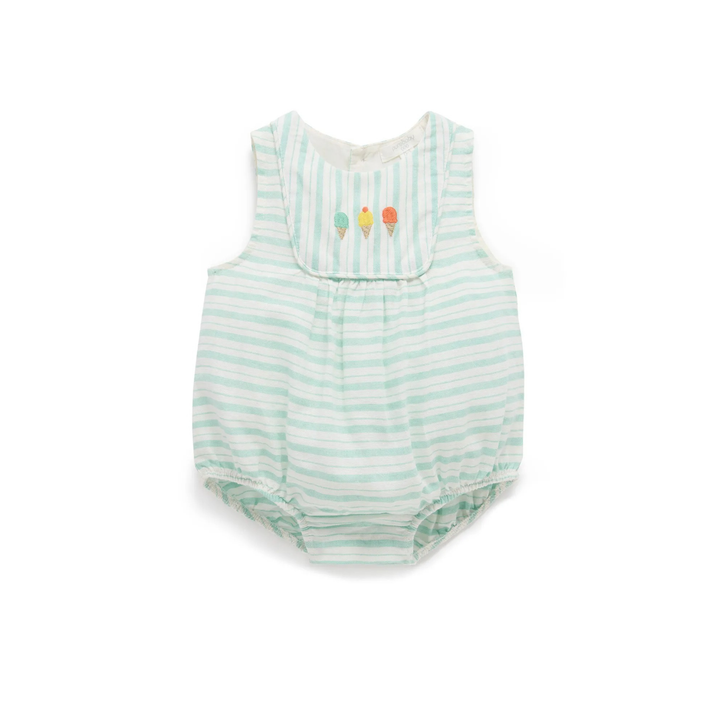 Purebaby Organic Ice Cream Bodysuit - Seafoam Stripe