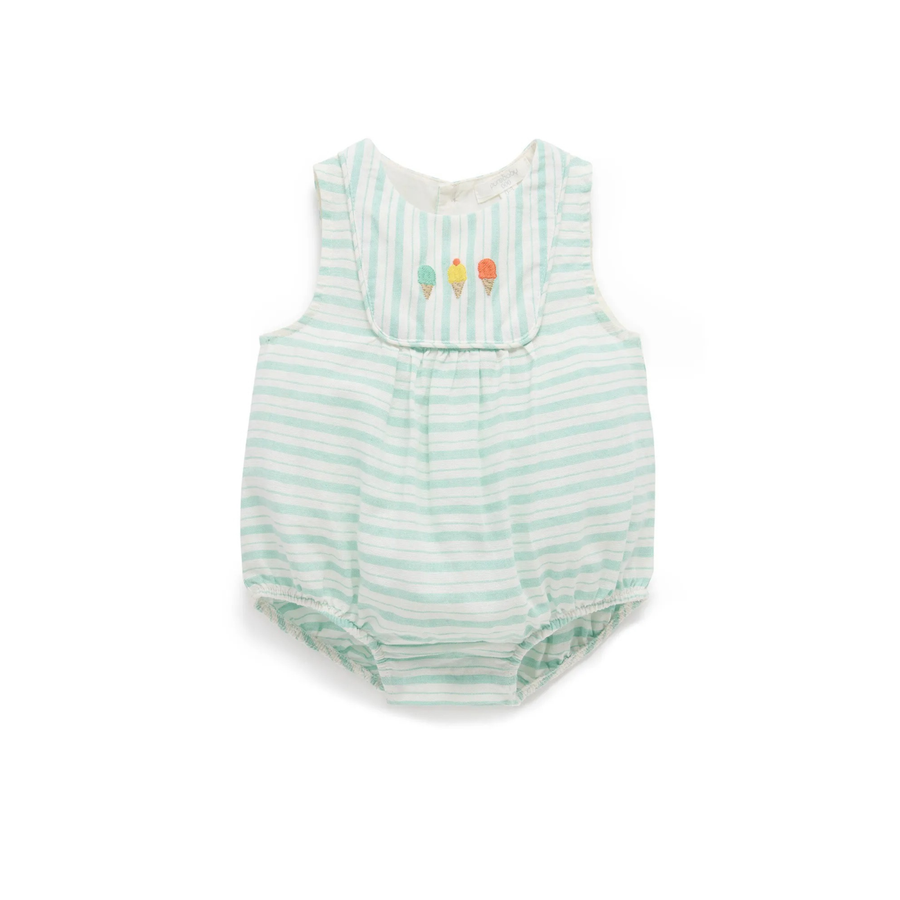 Purebaby Organic Ice Cream Bodysuit - Seafoam Stripe