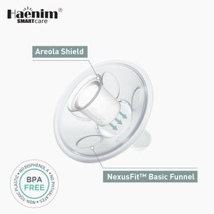 Haenim NexusFit Areola Shield fitted inside NexusFit Basic Funnel breast shield