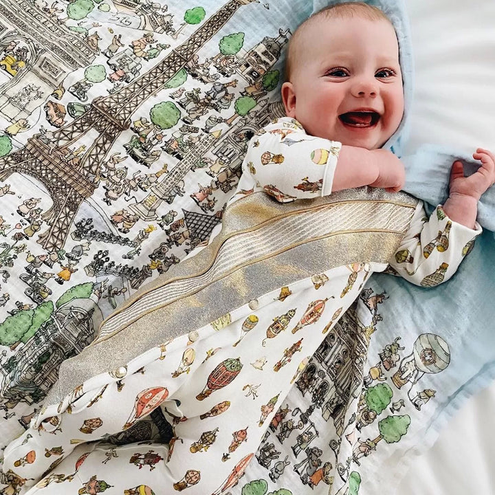 Atelier Choux Gold Playsuit - Hot Air Balloon 12-18M