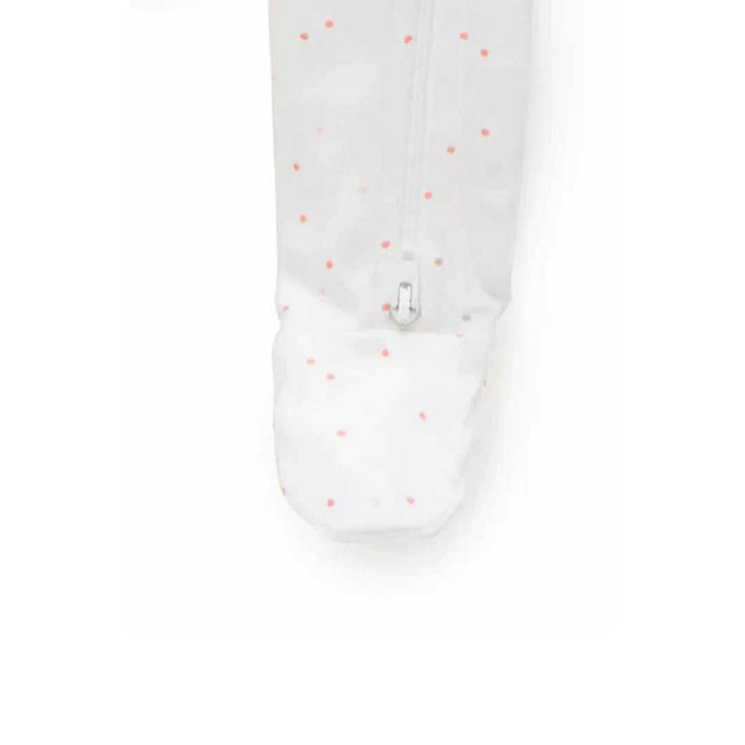 Purebaby Organic 2 Pack Zip 6-12m Growsuit - Pale Pink Set (Polka dot and stripe)