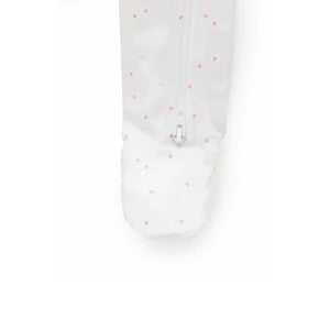 Purebaby Organic 2 Pack Zip 6-12m Growsuit - Pale Pink Set (Polka dot and stripe)
