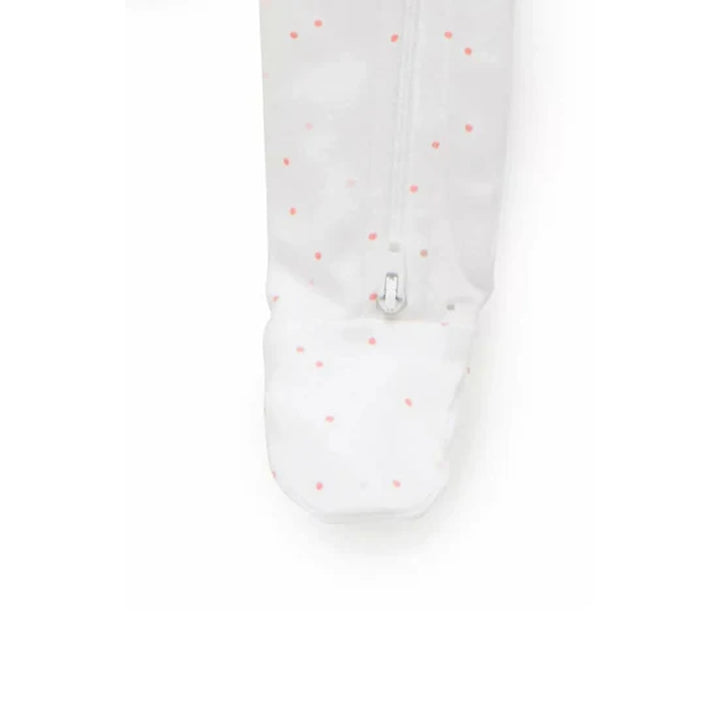 Purebaby Organic 2 Pack Zip 6-12m Growsuit - Pale Pink Set (Polka dot and stripe)