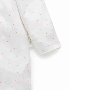 Purebaby Organic 2 Pack Zip 6-12m Growsuit - Pale Pink Set (Polka dot and stripe)