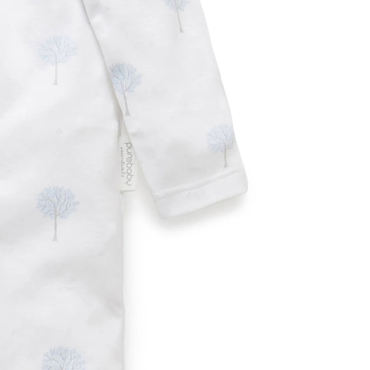 Purebaby Organic Zip Growsuit Pale Blue Tree (6-12m)