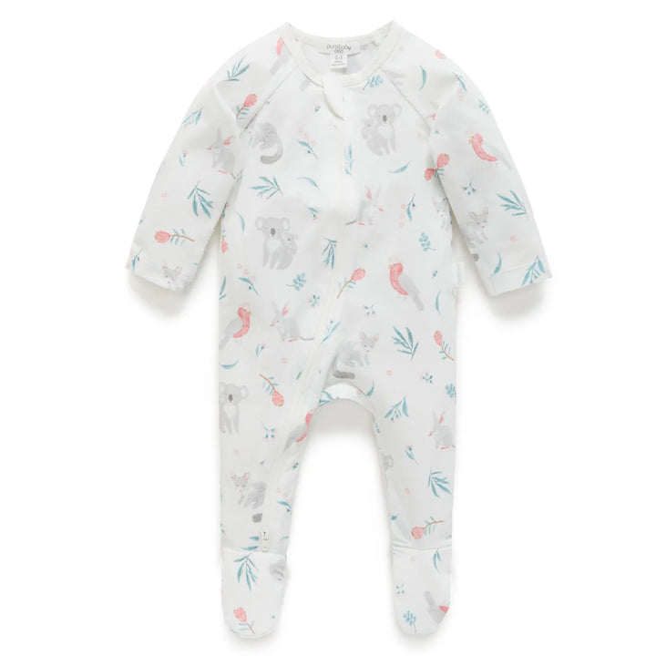 Purebaby Organic Zip Growsuit - Ws Blossom Friends (12-18m)