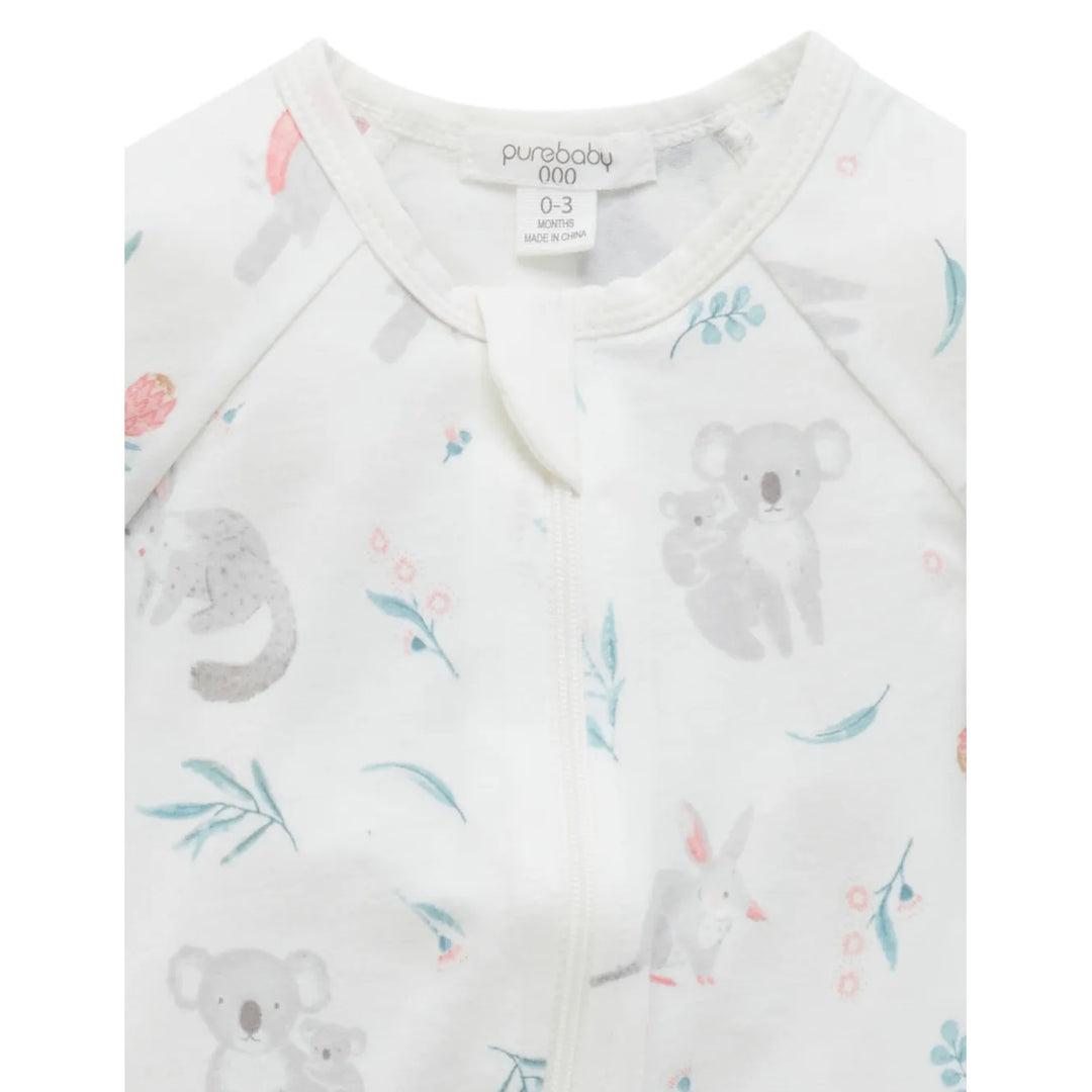 Purebaby Organic Zip Growsuit - Ws Blossom Friends (12-18m)